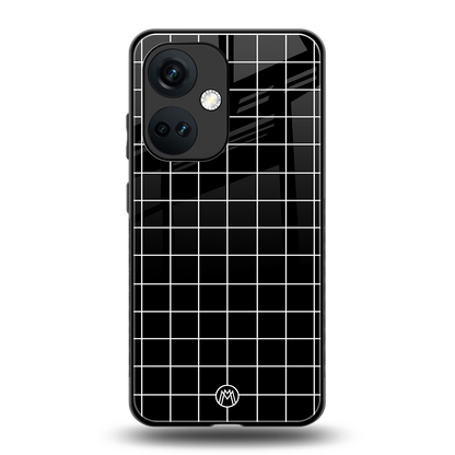 classic grid dark edition back phone cover | glass case for oneplus nord ce 3