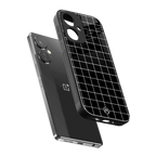 classic grid dark edition back phone cover | glass case for oneplus nord ce 3