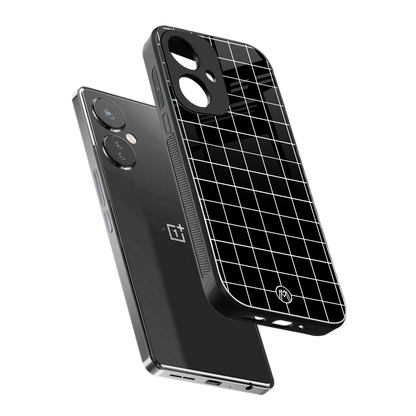 classic grid dark edition back phone cover | glass case for oneplus nord ce 3