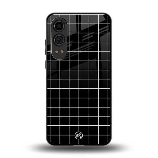 classic grid dark edition back phone cover | glass case for oneplus nord ce 4 lite