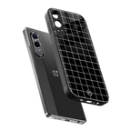 classic grid dark edition back phone cover | glass case for oneplus nord ce 4 lite
