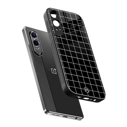classic grid dark edition back phone cover | glass case for oneplus nord ce 4 lite