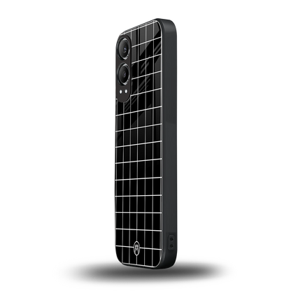 classic grid dark edition back phone cover | glass case for oneplus nord ce 4 lite