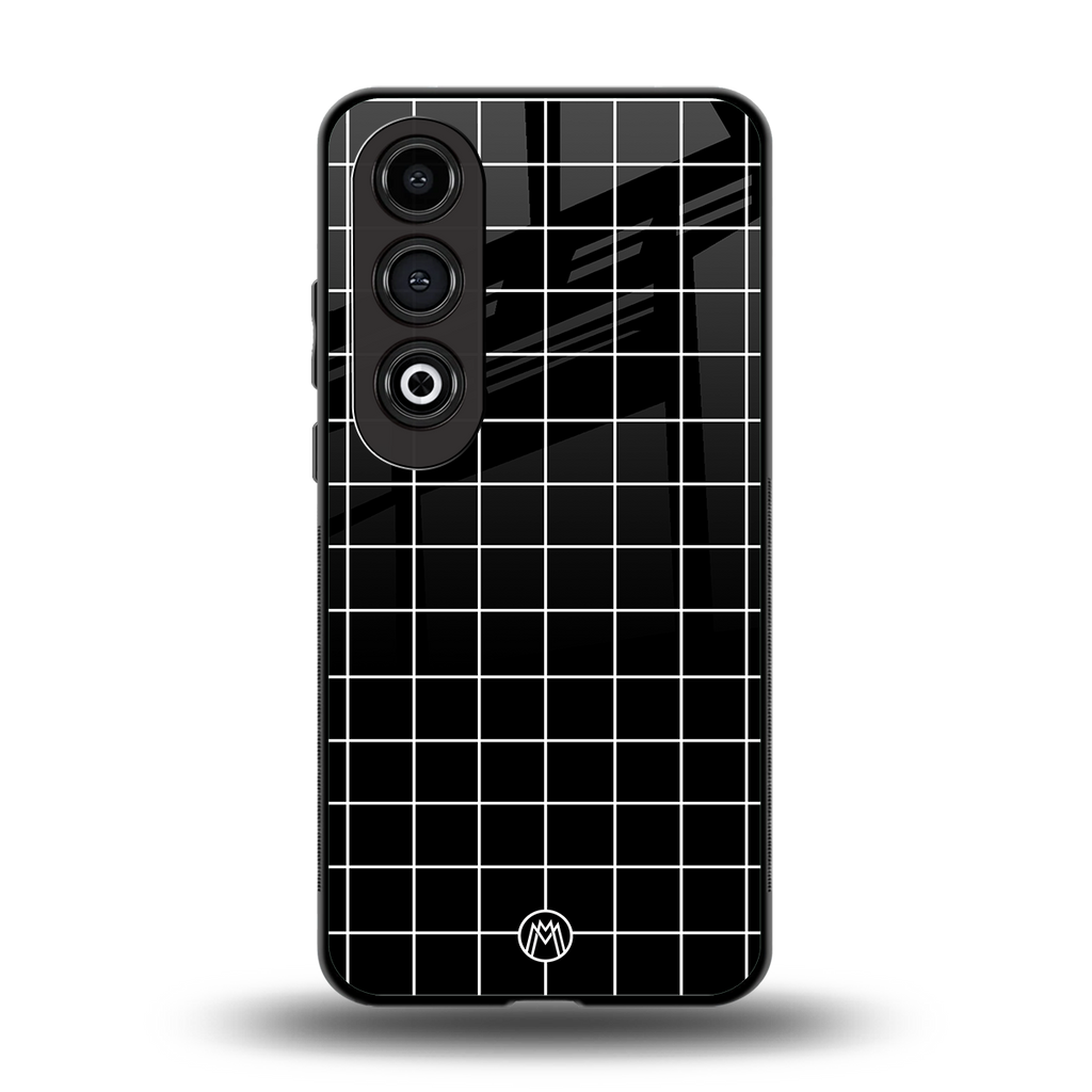 classic grid dark edition back phone cover | glass case for oneplus nord ce 4