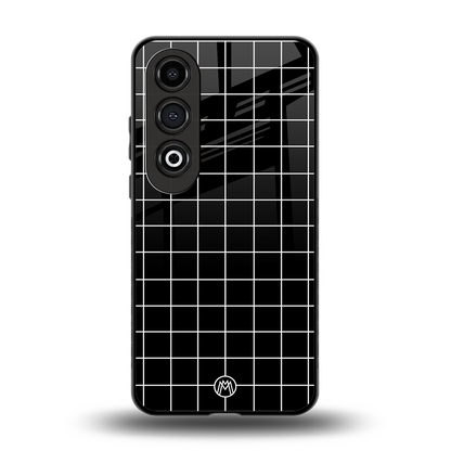 classic grid dark edition back phone cover | glass case for oneplus nord ce 4