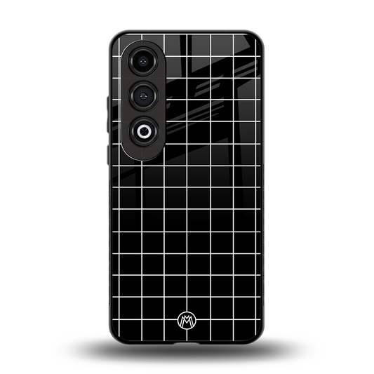 classic grid dark edition back phone cover | glass case for oneplus nord ce 4