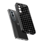 classic grid dark edition back phone cover | glass case for oneplus nord ce 4