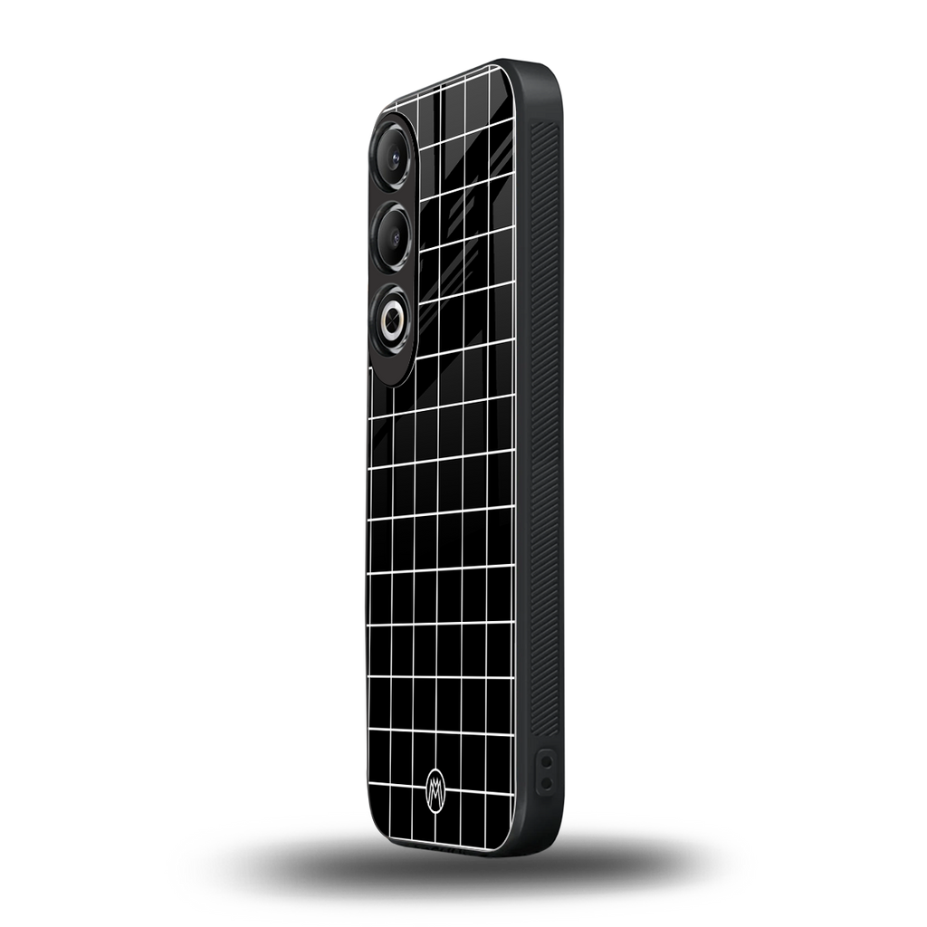 classic grid dark edition back phone cover | glass case for oneplus nord ce 4