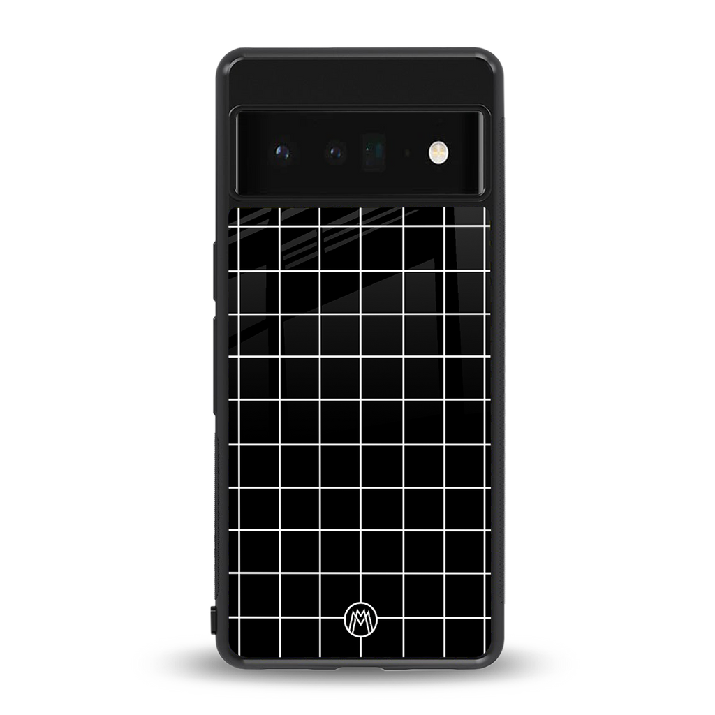 classic grid dark edition back phone cover | glass case for google pixel 6 pro