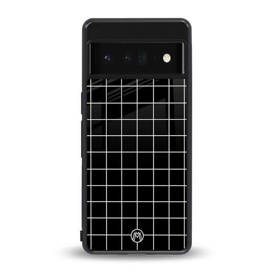 classic grid dark edition back phone cover | glass case for google pixel 6 pro