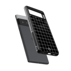 classic grid dark edition back phone cover | glass case for google pixel 6 pro
