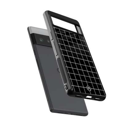 classic grid dark edition back phone cover | glass case for google pixel 6 pro