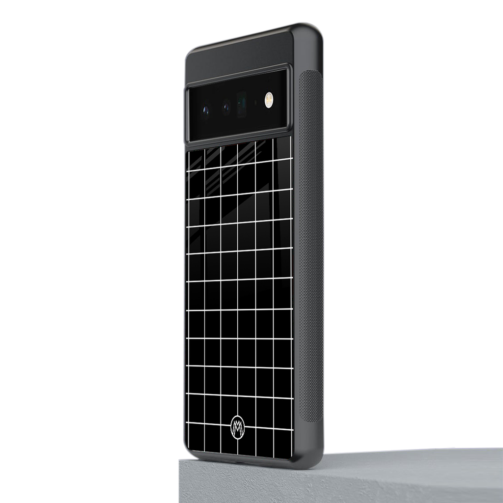 classic grid dark edition back phone cover | glass case for google pixel 6 pro