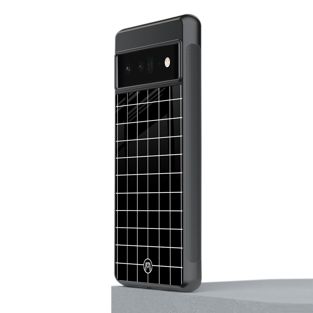 classic grid dark edition back phone cover | glass case for google pixel 6 pro