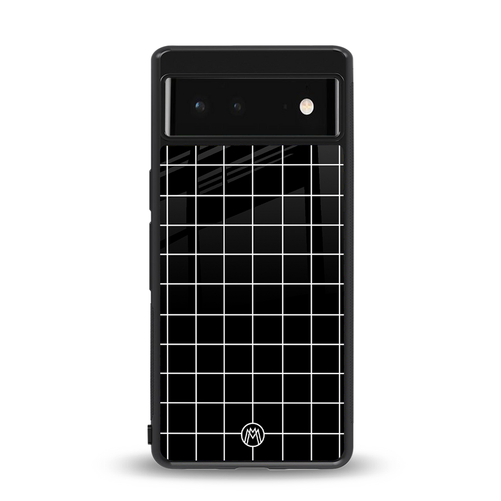 classic grid dark edition back phone cover | glass case for google pixel 6