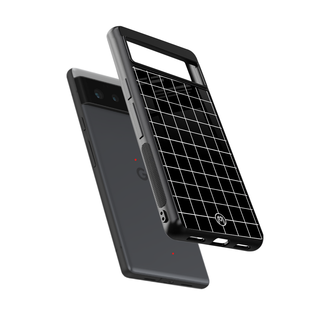 classic grid dark edition back phone cover | glass case for google pixel 6
