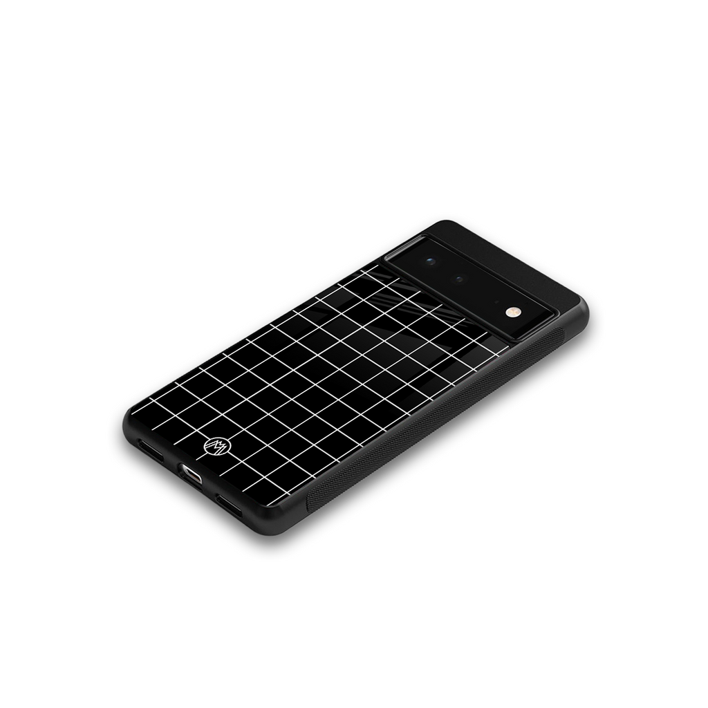 classic grid dark edition back phone cover | glass case for google pixel 6