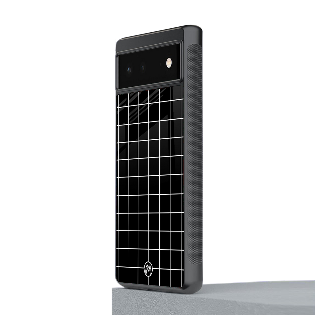 classic grid dark edition back phone cover | glass case for Google Pixel 6A
