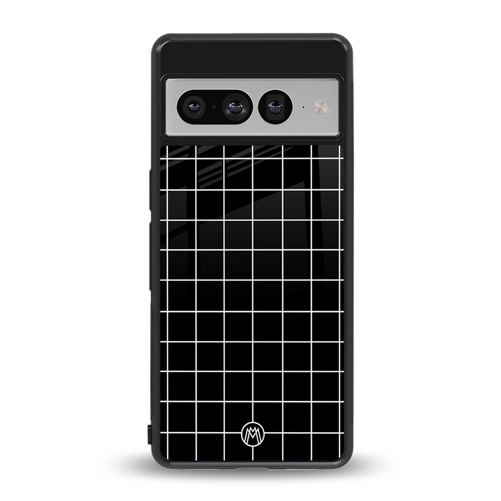 classic grid dark edition back phone cover | glass case for google pixel 7 pro