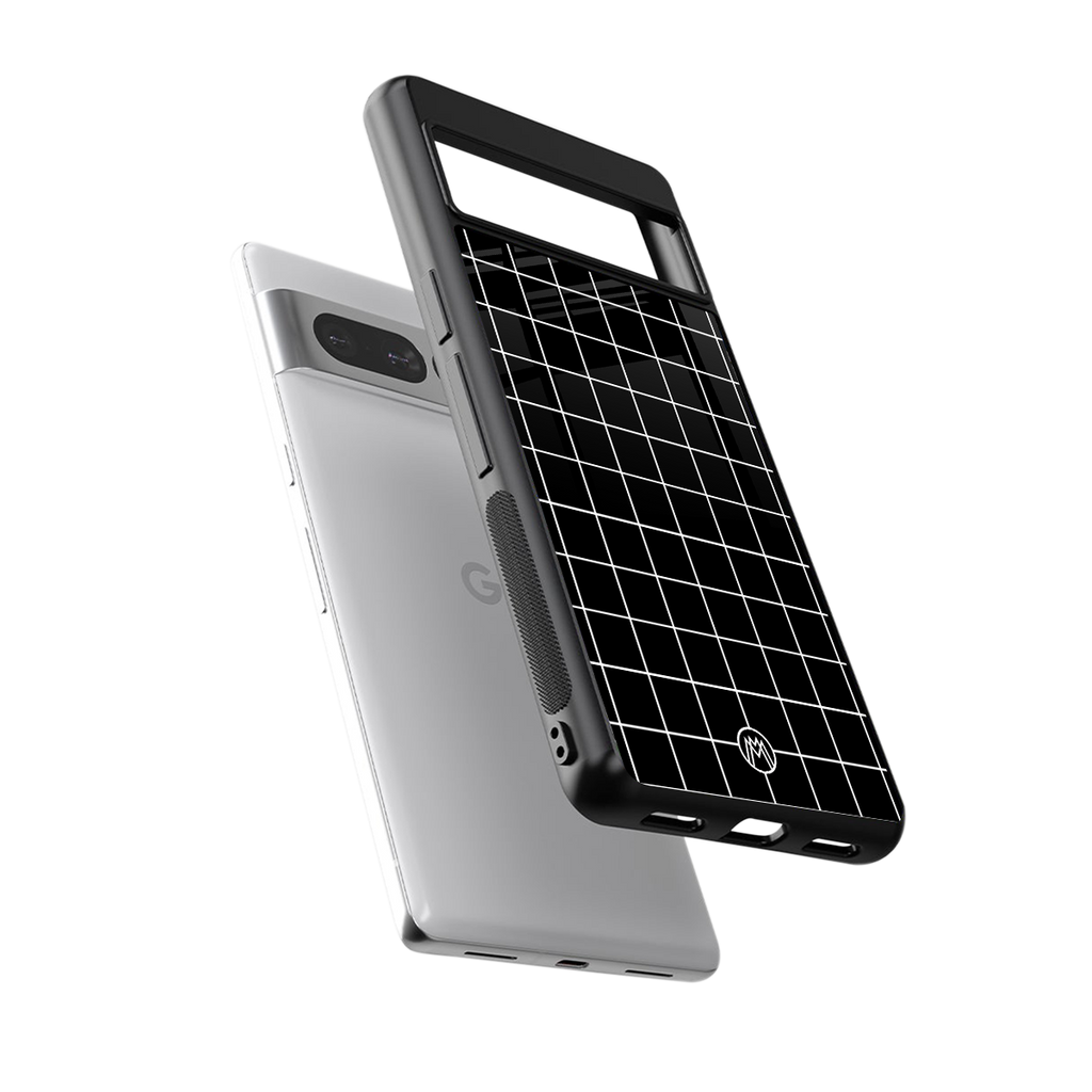 classic grid dark edition back phone cover | glass case for google pixel 7 pro