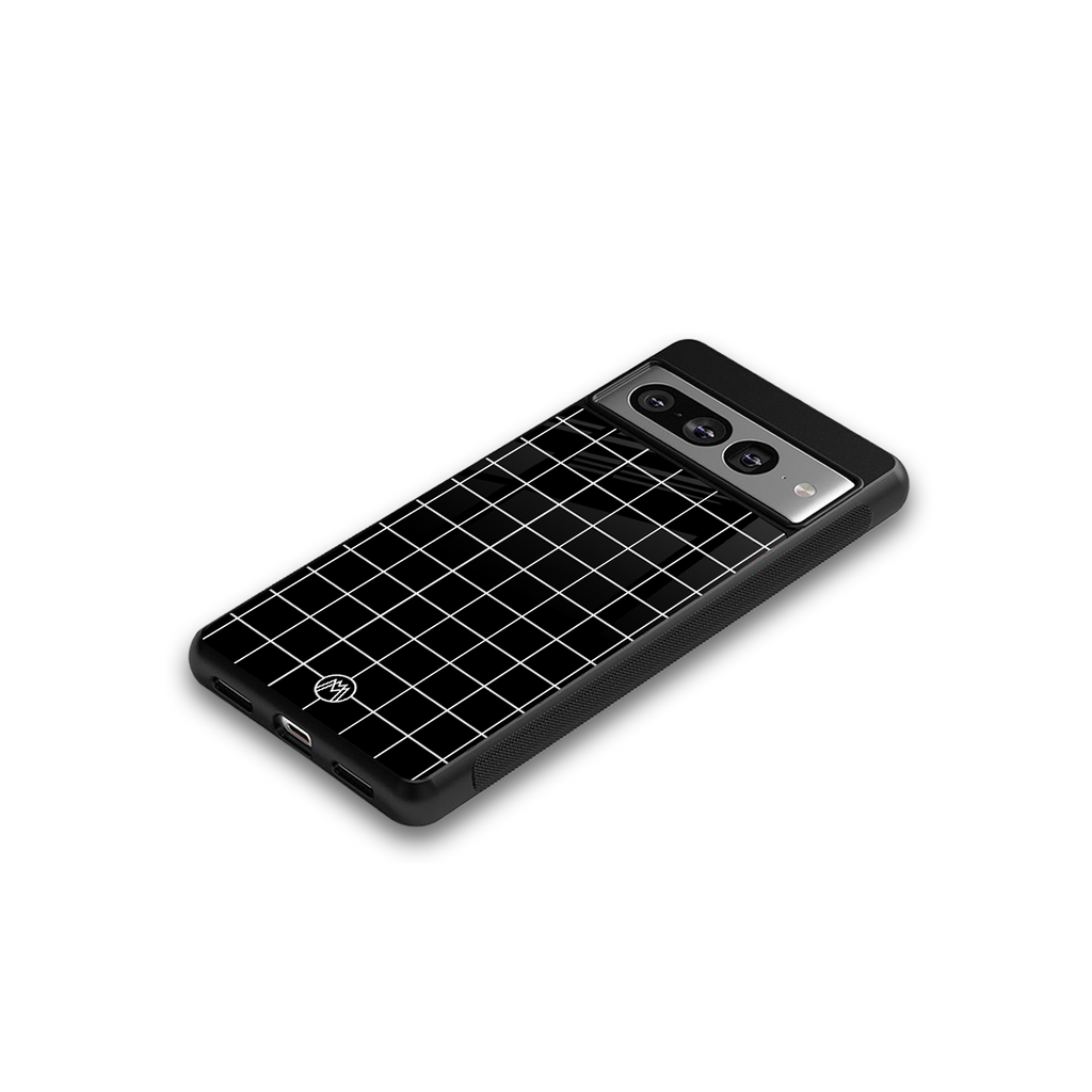classic grid dark edition back phone cover | glass case for google pixel 7 pro