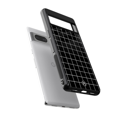 classic grid dark edition back phone cover | glass case for Google Pixel 7A