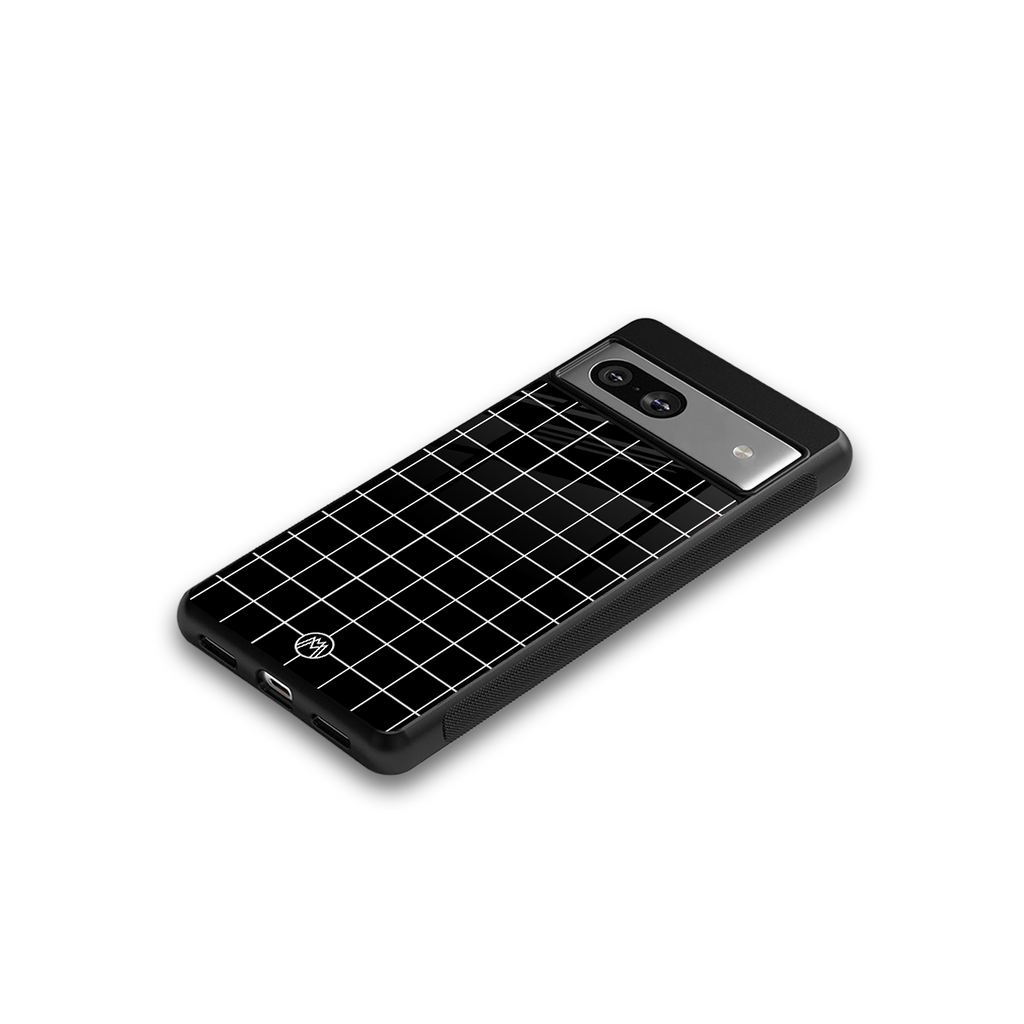 classic grid dark edition back phone cover | glass case for Google Pixel 7A