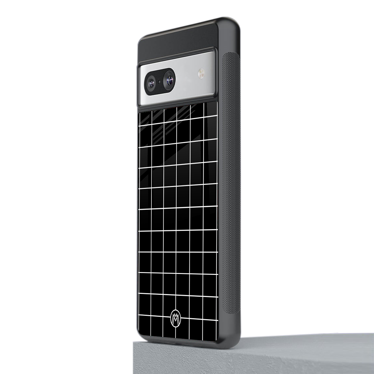 classic grid dark edition back phone cover | glass case for Google Pixel 7A