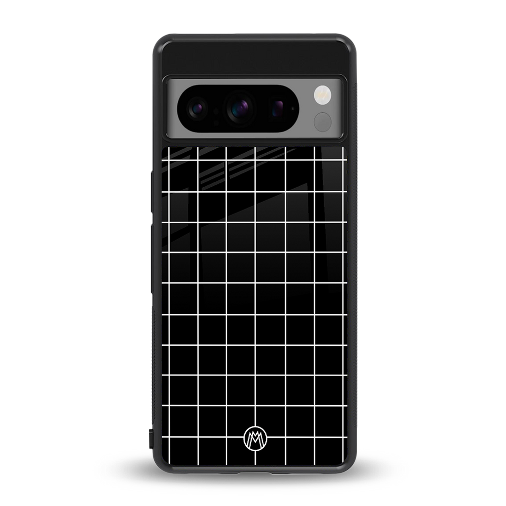 classic grid dark edition back phone cover | glass case for google pixel 8 pro