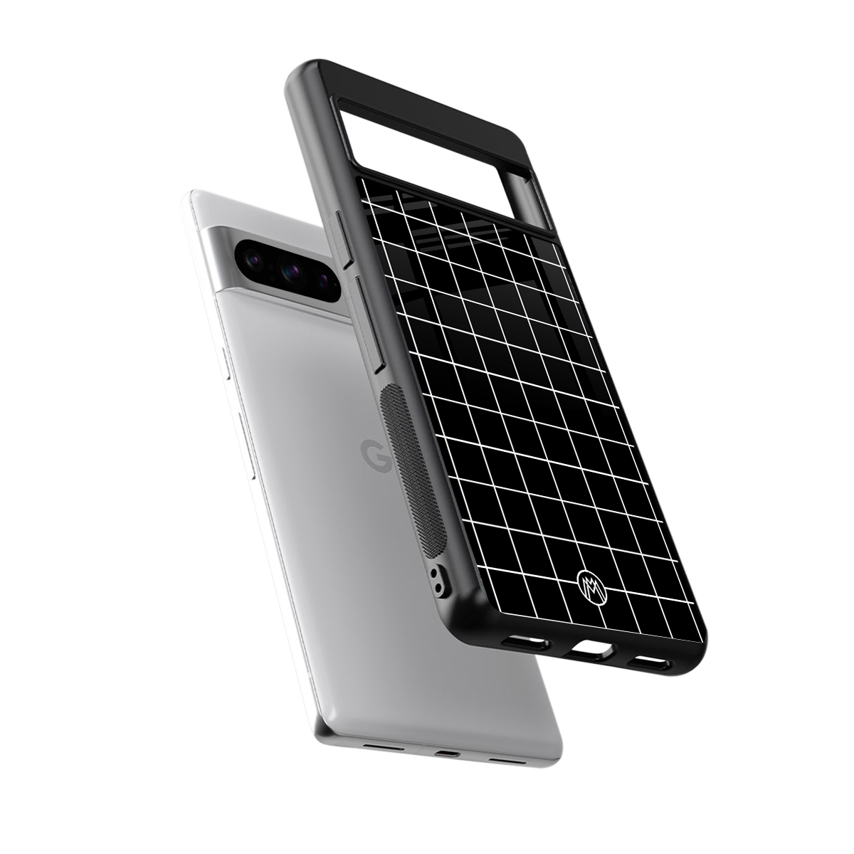 classic grid dark edition back phone cover | glass case for google pixel 8 pro