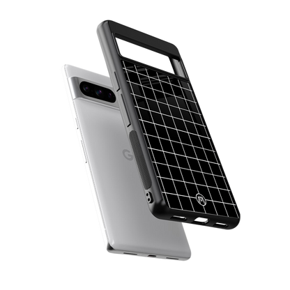 classic grid dark edition back phone cover | glass case for google pixel 8 pro