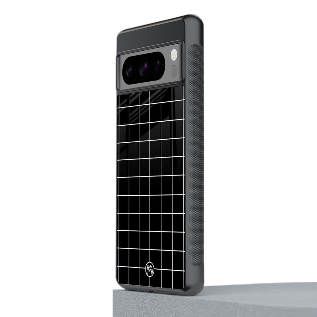 classic grid dark edition back phone cover | glass case for google pixel 8 pro