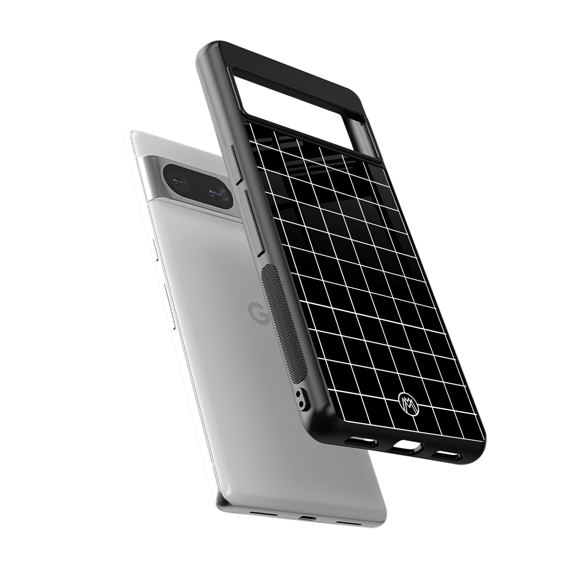classic grid dark edition back phone cover | glass case for Google Pixel 8
