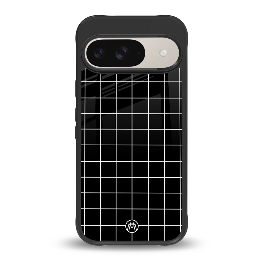classic grid dark edition back phone cover | glass case for google pixel 9