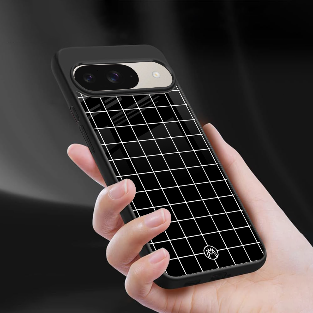 classic grid dark edition back phone cover | glass case for google pixel 9