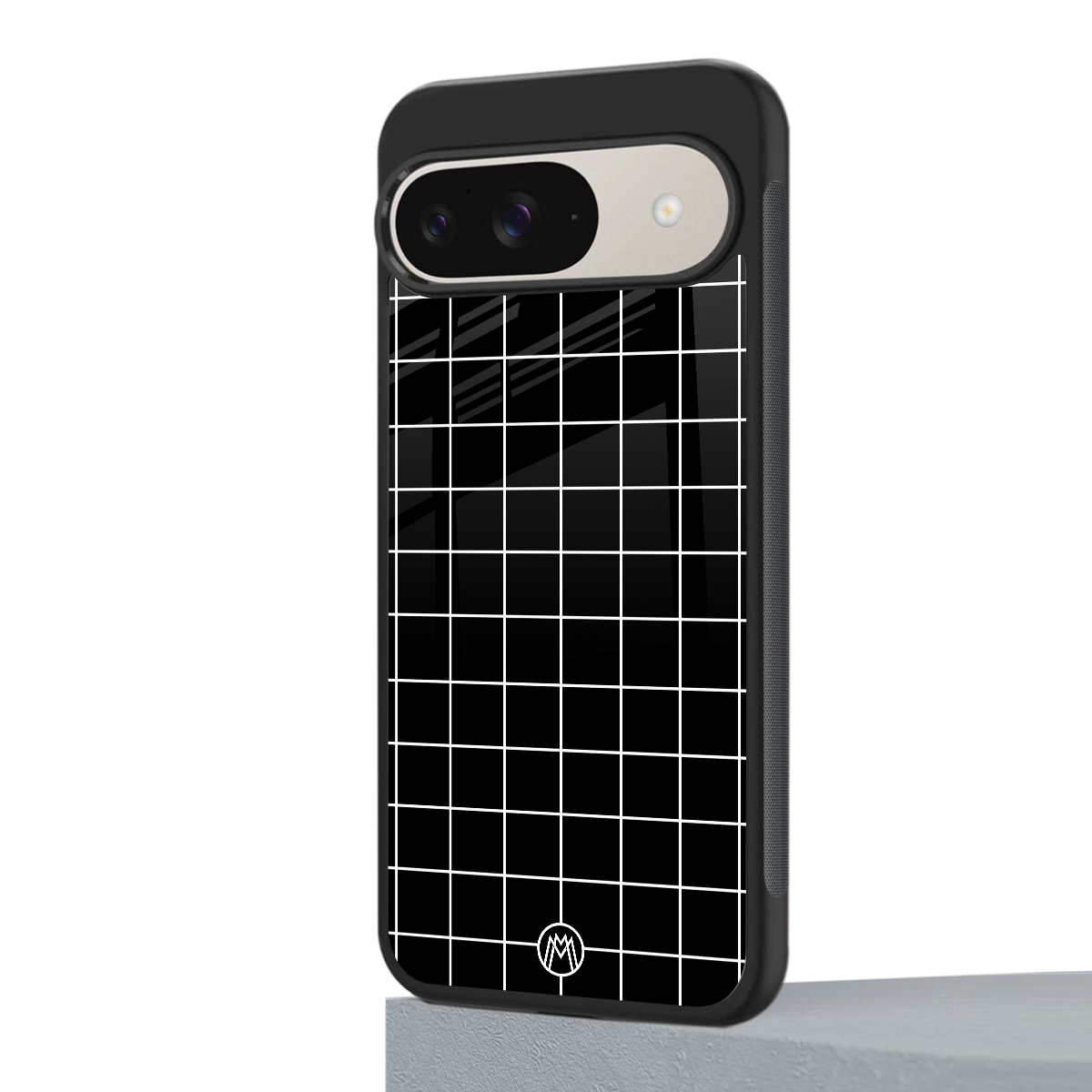 classic grid dark edition back phone cover | glass case for google pixel 9