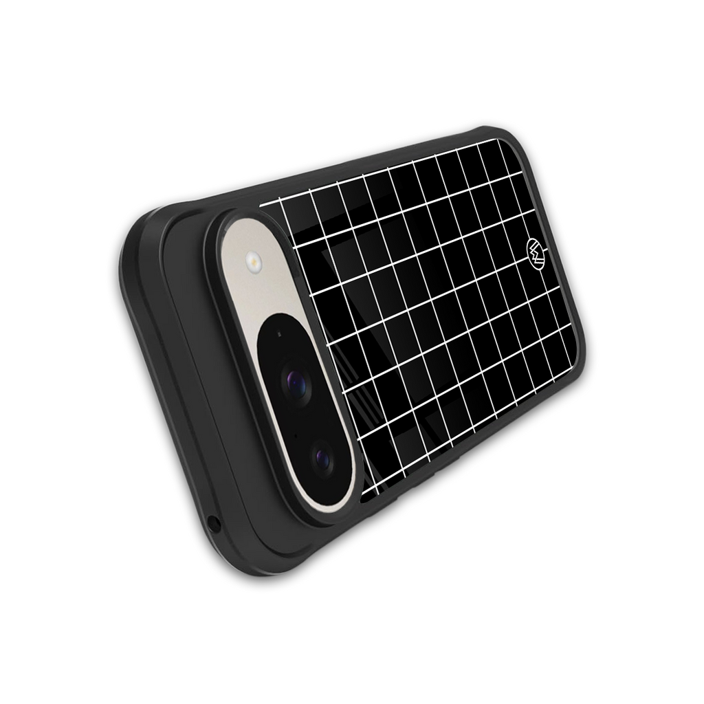 classic grid dark edition back phone cover | glass case for google pixel 9