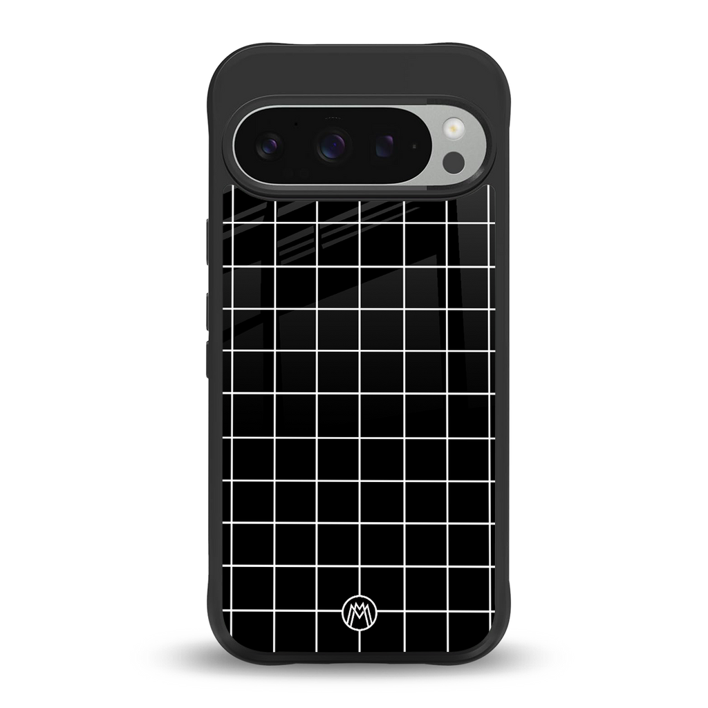 classic grid dark edition back phone cover | glass case for google pixel 9 pro