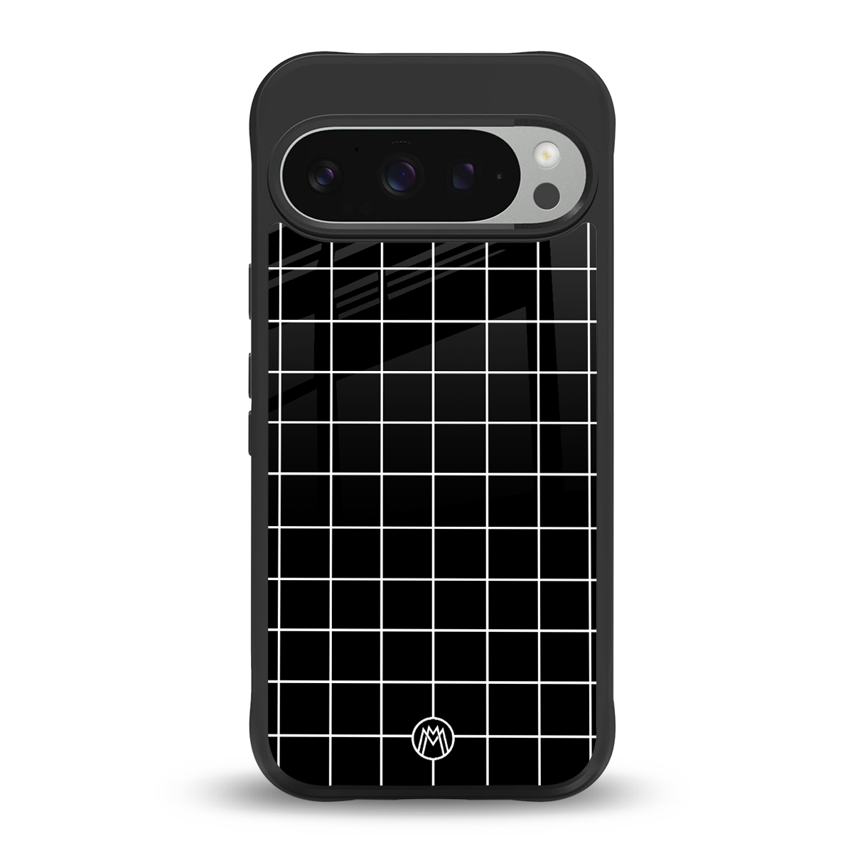 classic grid dark edition back phone cover | glass case for google pixel 9 pro