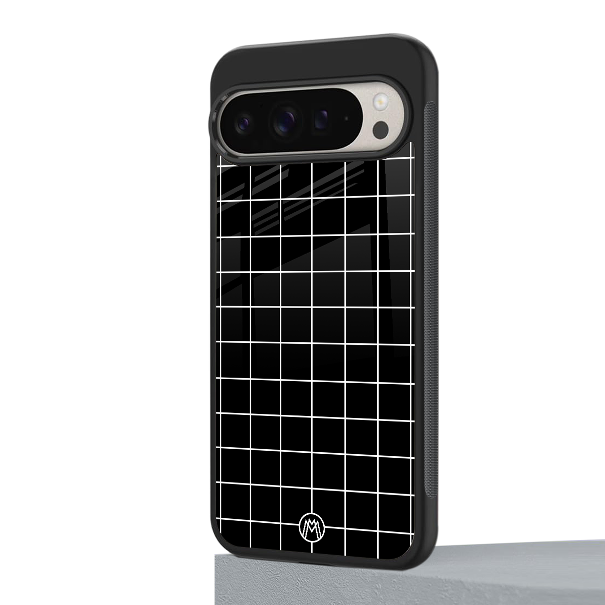 classic grid dark edition back phone cover | glass case for google pixel 9 pro