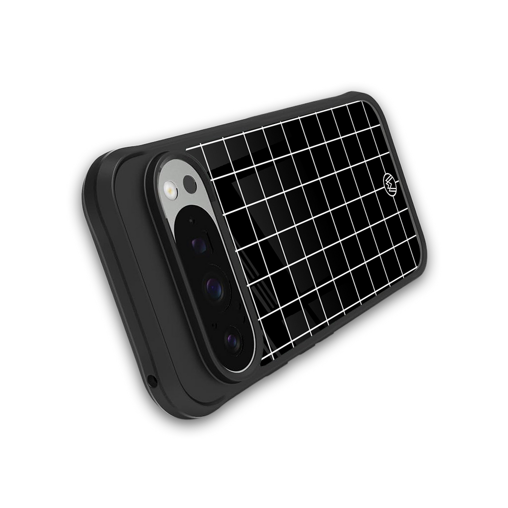 classic grid dark edition back phone cover | glass case for google pixel 9 pro