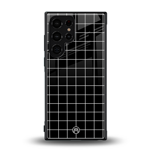 classic grid dark edition back phone cover | glass case for samsung galaxy s24 ultra