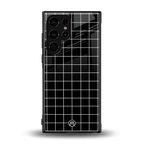 classic grid dark edition back phone cover | glass case for samsung galaxy s23 ultra