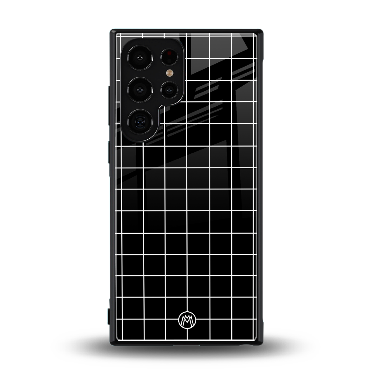 classic grid dark edition back phone cover | glass case for samsung galaxy s23 ultra