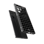 classic grid dark edition back phone cover | glass case for samsung galaxy s23 ultra