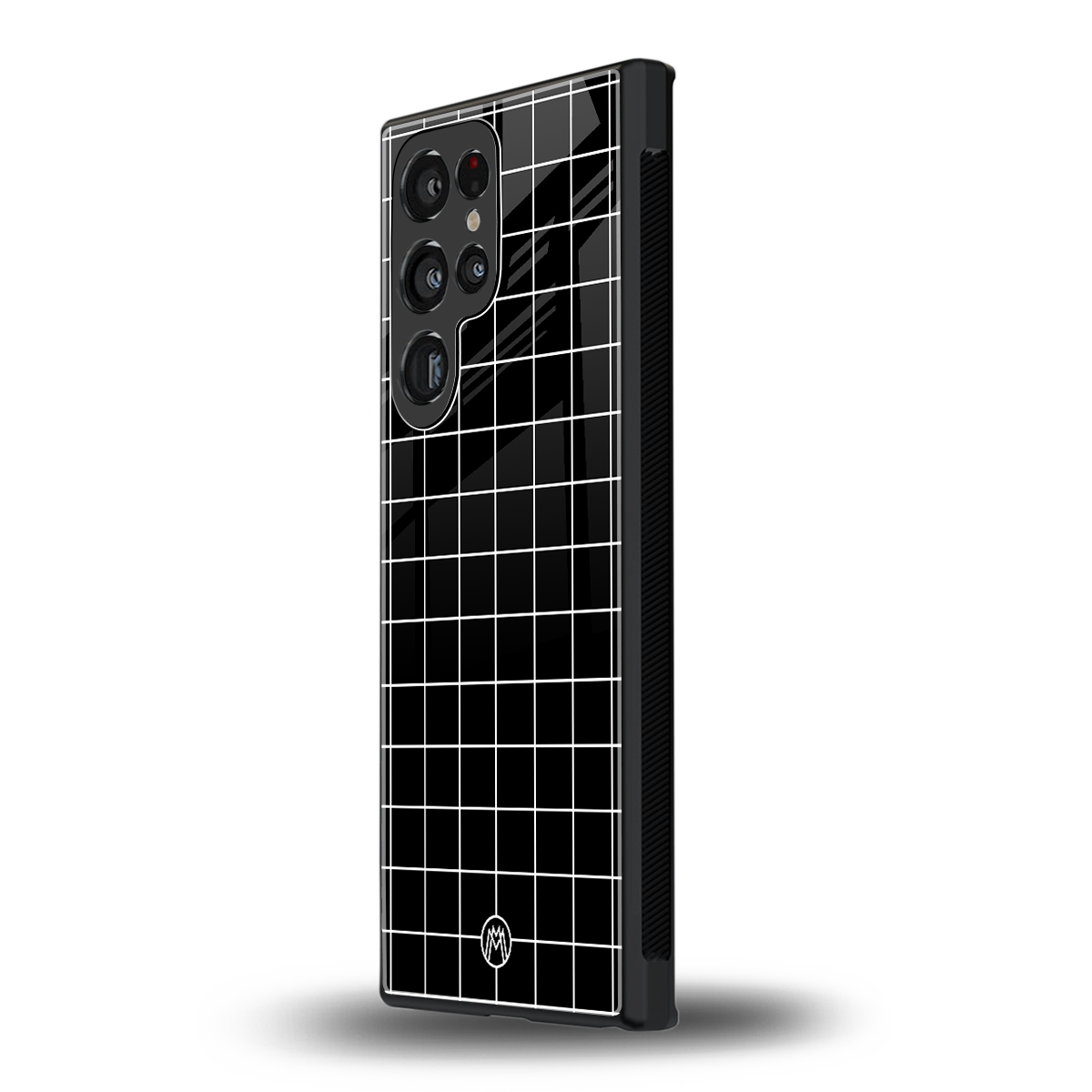 classic grid dark edition back phone cover | glass case for samsung galaxy s23 ultra