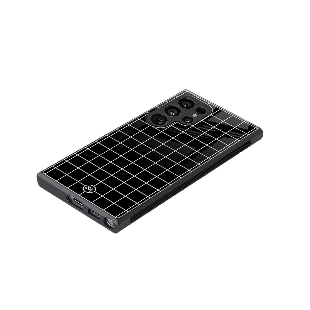 classic grid dark edition back phone cover | glass case for samsung galaxy s23 ultra