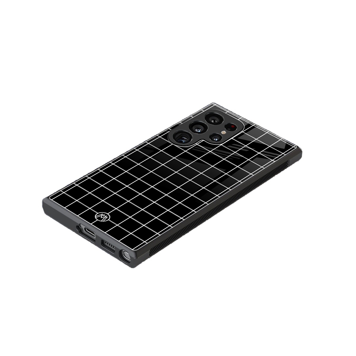 classic grid dark edition back phone cover | glass case for samsung galaxy s23 ultra