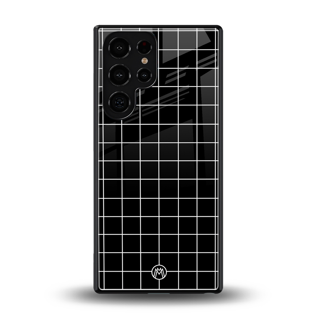 classic grid dark edition back phone cover | glass case for samsung galaxy s25 ultra