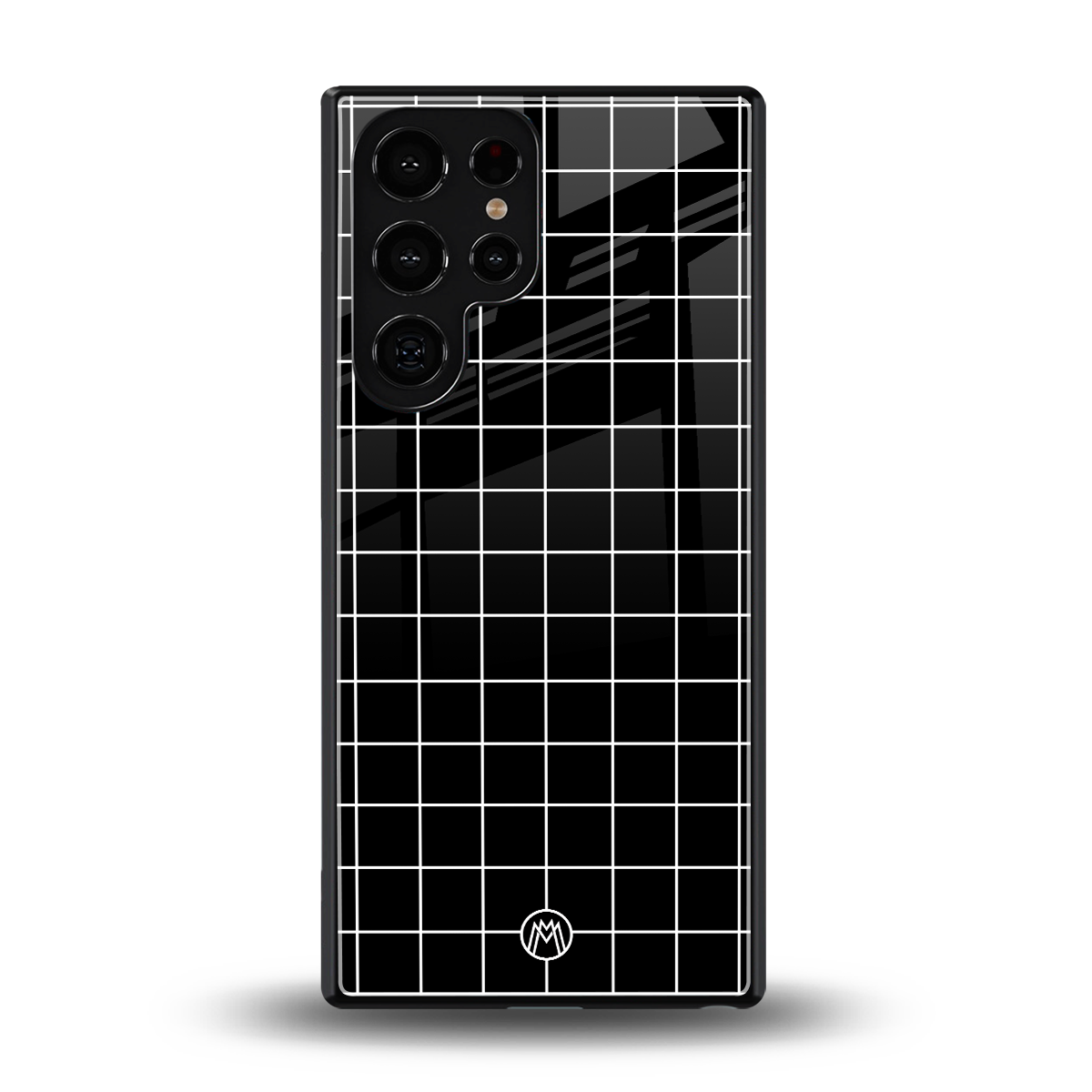 classic grid dark edition back phone cover | glass case for samsung galaxy s25 ultra